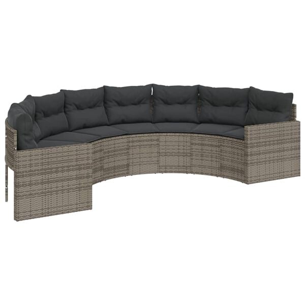 vidaXL 3 Piece Garden Sofa Set Half-Round Grey Poly Rattan