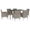 vidaXL 7 Piece Garden Dining Set with Cushions Grey Poly Rattan