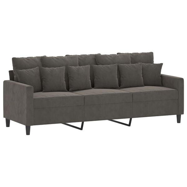 vidaXL 3-Seater Sofa Dark Grey 180 cm Velvet