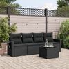 vidaXL 5 Piece Garden Sofa Set with Cushions Black Poly Rattan