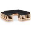 vidaXL 12 Piece Garden Lounge Set with Anthracite Cushions Solid Wood Pine