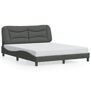 vidaXL Bed Frame without Mattress "Hvar" Dark Grey 152x203 cm Fabric