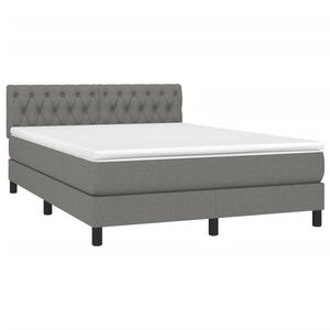 vidaXL Box Spring Bed with Mattress Dark Grey 153x203 cm Queen Size Fabric