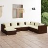 vidaXL 7 Piece Garden Lounge Set with Cushions Poly Rattan Brown