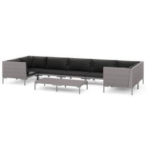 vidaXL 8 Piece Garden Lounge Set with Cushions Poly Rattan Dark Grey