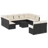 vidaXL 12 Piece Garden Sofa Set with Cushions Black Poly Rattan