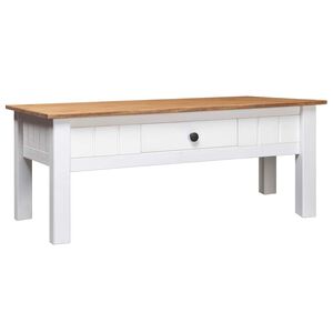 vidaXL Coffee Table White 100x60x43.5 cm Solid Pine Wood Panama Range