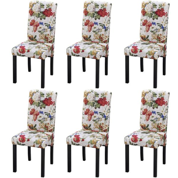 vidaXL Dining Chairs 6 pcs Multicolour Fabric