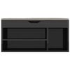 vidaXL Shoe Bench with Cushion High Gloss Black 104x30x49 cm Engineered Wood