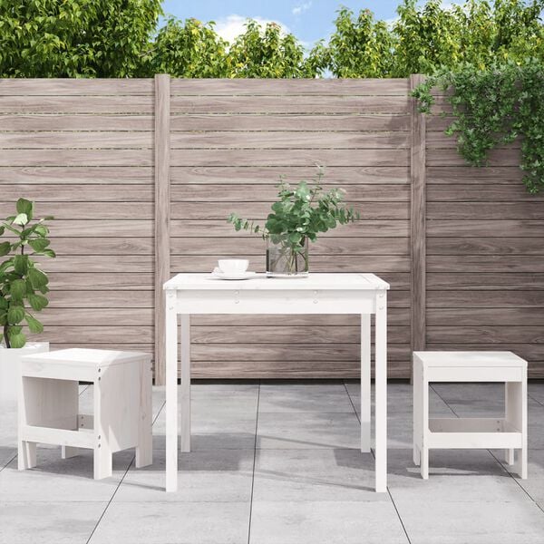 vidaXL 3 Piece Garden Bistro Set White Solid Wood Pine