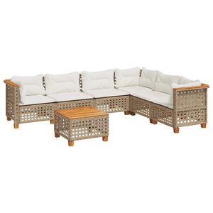 vidaXL 7 Piece Garden Sofa Set with Cushions Beige Poly Rattan