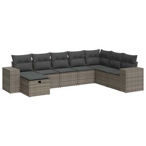 vidaXL 8 Piece Garden Sofa Set with Cushions Grey Poly Rattan