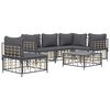vidaXL 6 Piece Garden Lounge Set with Cushions Anthracite Poly Rattan