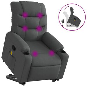 vidaXL Stand up Massage Recliner Chair Dark Grey Fabric
