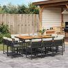 vidaXL 11 Piece Garden Dining Set with Cushions Black Poly Rattan