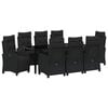 vidaXL Garden Dining Set 9 pcs Black Poly Rattan