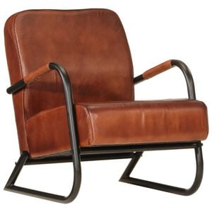 vidaXL Sofa Chair Brown Real Leather