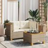 vidaXL Garden Sofas Corner with Cushions 2 pcs Beige Poly Rattan