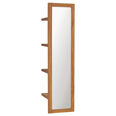 vidaXL Wall Mirror with Shelves 30x30x120 cm Solid Teak Wood