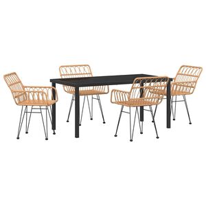 vidaXL Garden Dining Set 5 pcs Brown Powder-Coated Steel
