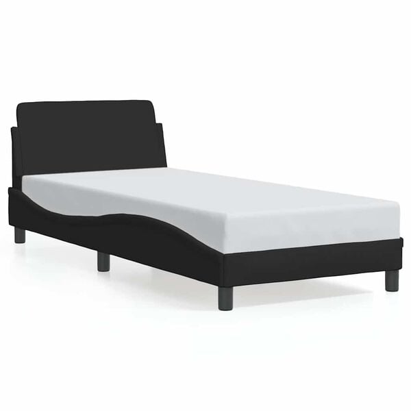 vidaXL Bed Frame with Headboard "Dover" Black 90x190 cm Fabric