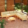 vidaXL 8 Piece Garden Lounge Set with Cream Cushions Solid Pinewood