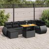vidaXL 8 Piece Garden Sofa Set with Cushions Black Poly Rattan