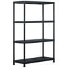 vidaXL Storage Shelf Rack Black 220 kg 90x40x138 cm Plastic
