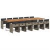 vidaXL 13 Piece Garden Dining Set with Cushions Grey Poly Rattan