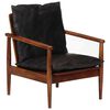 vidaXL Armchair Black Real Leather and Solid Wood Acacia