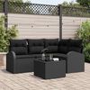 vidaXL Garden Sofa Set 5 pcs Black Poly Rattan
