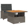 vidaXL 2 Piece Garden Dining Set with Cushions Grey Poly Rattan