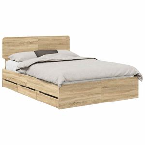 vidaXL Bed Frame with Drawer Sonoma Oak 150 x 200 cm Engineered Wood