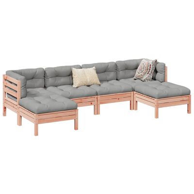 vidaXL 6 Piece Garden Sofa Set with Cushions Solid Wood Douglas Fir