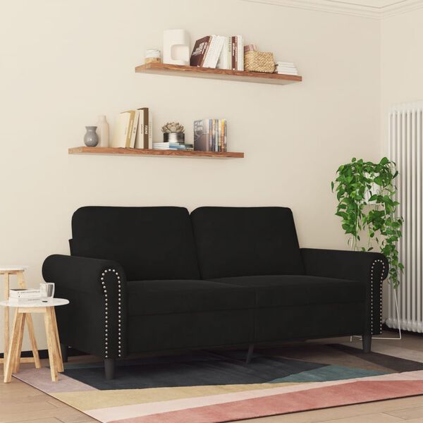vidaXL 2-Seater Sofa Black 140 cm Velvet