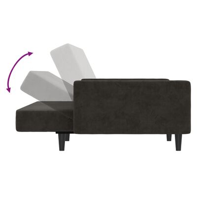 vidaXL 2-Seater Sofa Bed Dark Grey Velvet