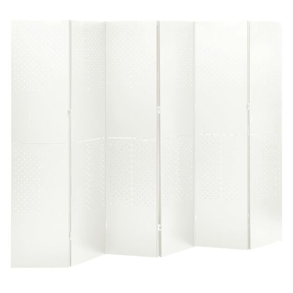 vidaXL 6-Panel Room Divider White 240x180 cm Steel
