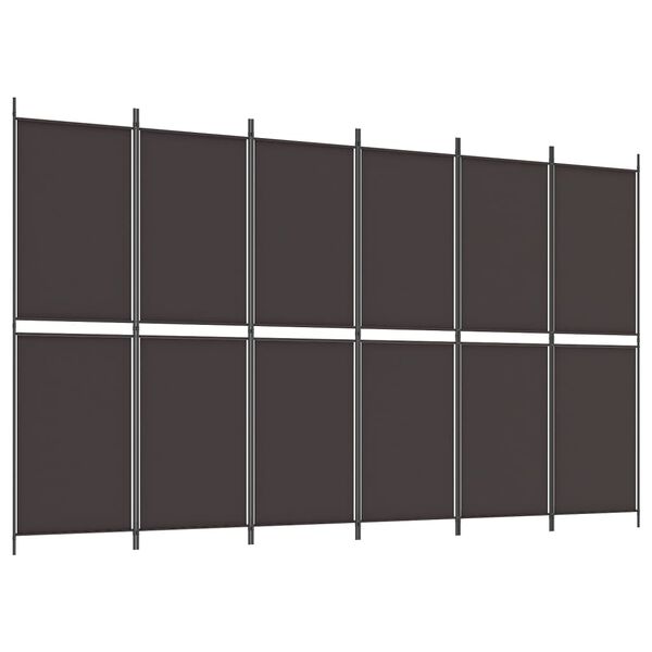 vidaXL 6-Panel Room Divider Brown 300x180 cm Fabric