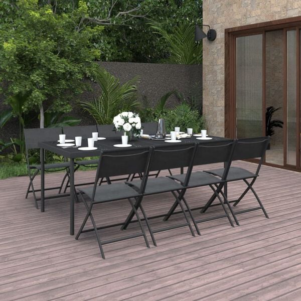 vidaXL 9 Piece Outdoor Dining Set Steel