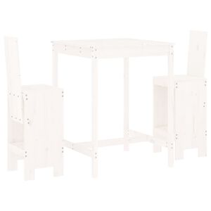 vidaXL 3 Piece Garden Bar Set White Solid Wood Pine
