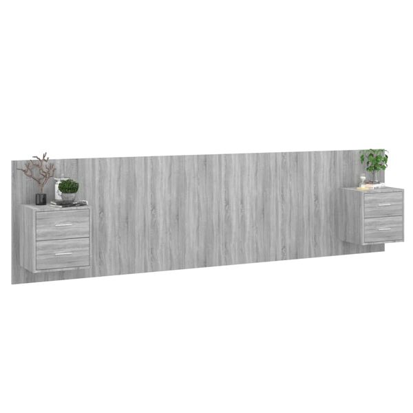 vidaXL Bed Headboard with Cabinets Grey Sonoma Engineered Wood