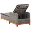 vidaXL Sun Lounger Poly Rattan and Solid Acacia Wood Grey