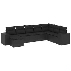 vidaXL 8 Piece Garden Sofa Set with Cushions Black Poly Rattan