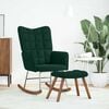 vidaXL Rocking Chair with Stool Dark Green Velvet