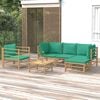 vidaXL 6 Piece Garden Lounge Set with Green Cushions Bamboo