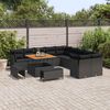 vidaXL Garden Sofa Set with Cushion 13 pcs Black Poly Rattan