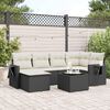 vidaXL 7 Piece Garden Sofa Set with Cushions Black Poly Rattan