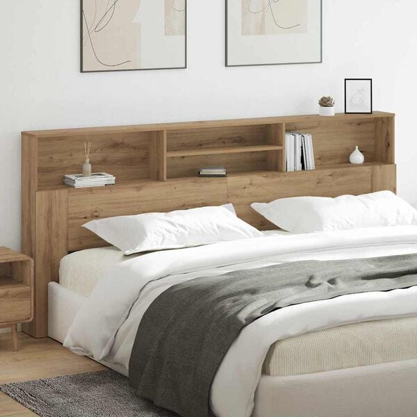 vidaXL Headboard Cabinet with Shelf Artisan Oak 220 x 19 x 101.5 cm