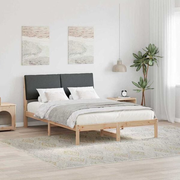 vidaXL Bed frame Brown and dark grey 150 x 200 cm Solid pine wood