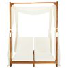 vidaXL Double Sun Lounger with Curtains & Cushions Solid Acacia Wood